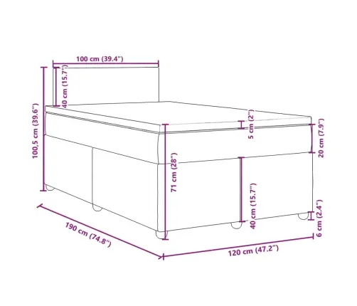 Lova Su Spyruoklėmis Ir Čiužiniu, Pilka, 120X190cm Audinys