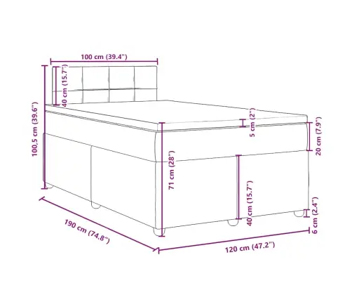 Lova Su Spyruoklėmis Ir Čiužiniu, Taupe, 120X190cm Audinys