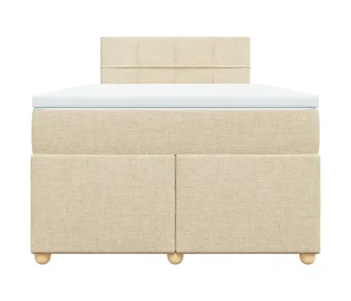 Atsperu Gulta Ar Matraci, Krēmkrāsas Audums, 120X190 Cm Vidaxl