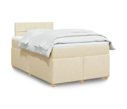 Atsperu Gulta Ar Matraci, Krēmkrāsas Audums, 120X190 Cm Vidaxl