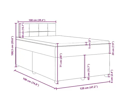 Atsperu Gulta Ar Matraci, Zils Audums, 120X190 Cm Vidaxl