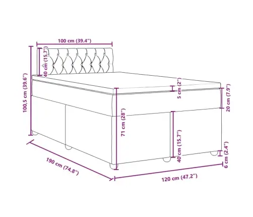 Lova Su Spyruoklėmis Ir Čiužiniu, Juoda, 120X190cm Audinys