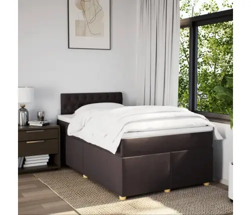 Lova Su Spyruoklėmis Ir Čiužiniu, Ruda, 120X190cm Audinys