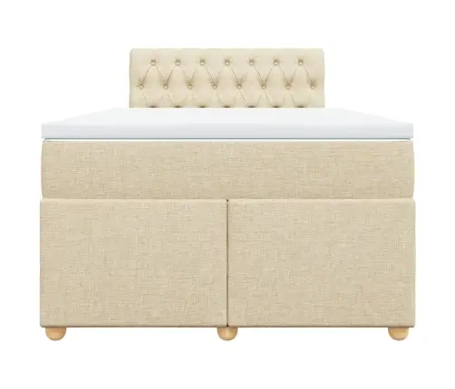 Atsperu Gulta Ar Matraci, Krēmkrāsas Audums, 120X190 Cm Vidaxl