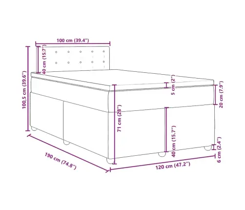 Atsperu Gulta Ar Matraci, Gaiši Pelēka Audums, 120X190 Cm Vidaxl