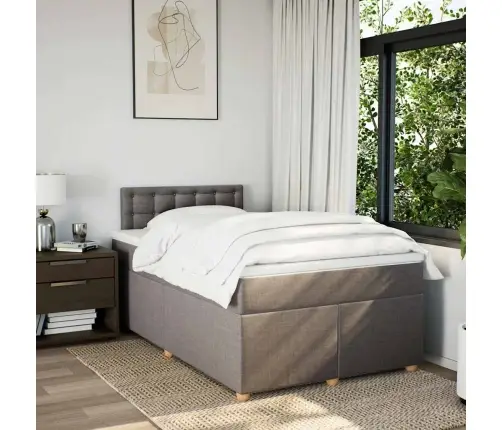 Atsperu Gulta Ar Matraci, Pelēkbrūns Audums, 120X190 Cm Vidaxl