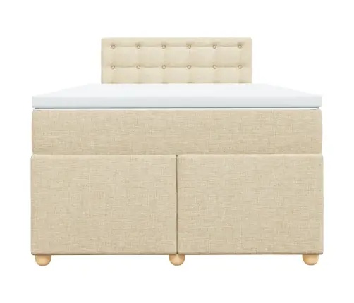 Lova Su Spyruoklėmis Ir Čiužiniu, Kreminė, 120X190cm Audinys