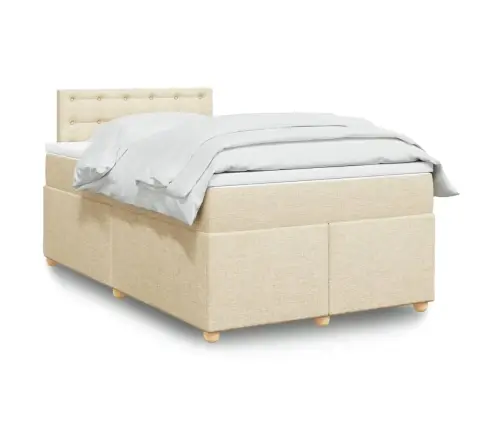 Lova Su Spyruoklėmis Ir Čiužiniu, Kreminė, 120X190cm Audinys