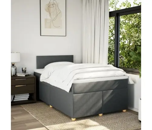 Atsperu Gulta Ar Matraci, Tumši Pelēka Audums, 120X200Cm Vidaxl