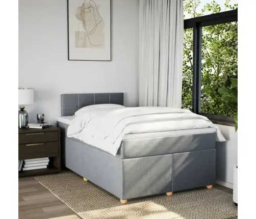 Atsperu Gulta Ar Matraci, Gaiši Pelēka Audums, 120X200Cm Vidaxl