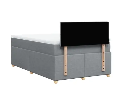 Atsperu Gulta Ar Matraci, Gaiši Pelēka Audums, 120X200Cm Vidaxl