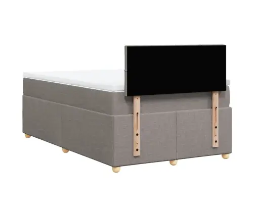 Atsperu Gultas Rāmis Ar Matraci, Pelēkbrūns, 120X200 Cm, Audums Vidaxl