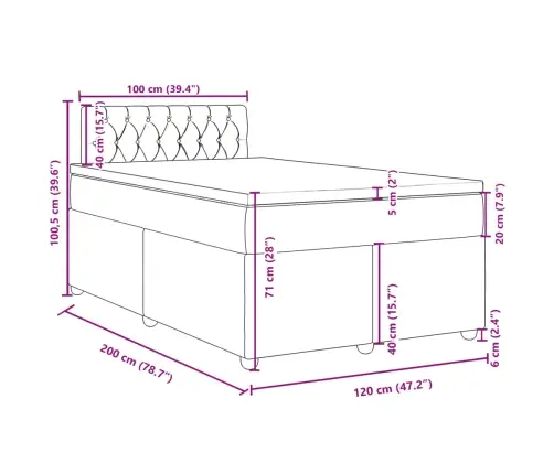 Atsperu Gulta Ar Matraci, Tumši Pelēka Audums, 120X200Cm Vidaxl