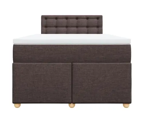 Atsperu Gultas Rāmis Ar Matraci, Tumši Brūna, 120X200Cm, Audums Vidaxl