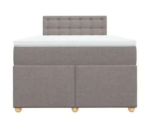 Atsperu Gultas Rāmis Ar Matraci, Pelēkbrūns, 120X200 Cm, Audums Vidaxl