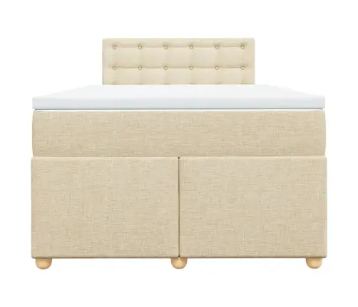 Lova Su Spyruoklėmis Ir Čiužiniu, Kreminė, 120X200 cm Audinys