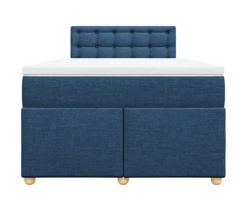 Atsperu Gultas Rāmis Ar Matraci, Zils, 120X200 Cm, Audums Vidaxl