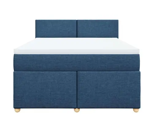 Lova Su Spyruoklėmis Ir Čiužiniu, Mėlyna, 140X190 cm Audinys