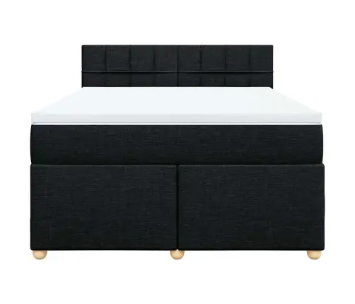 Atsperu Gulta Ar Matraci, Melna Audums, 140X190 Cm Vidaxl