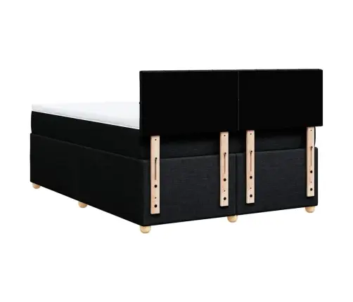 Atsperu Gulta Ar Matraci, Melna Audums, 140X190 Cm Vidaxl