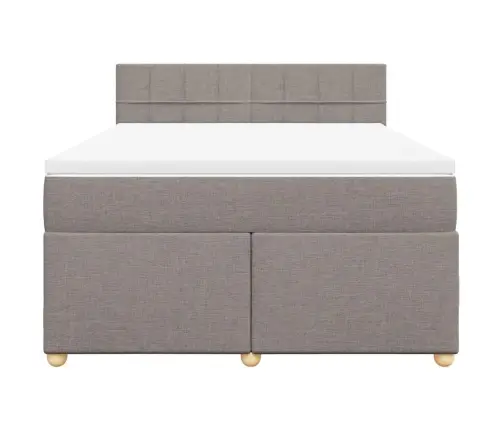 Atsperu Gulta Ar Matraci, Pelēkbrūns Audums, 140X190 Cm Vidaxl