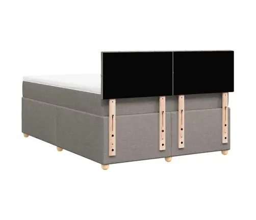 Atsperu Gulta Ar Matraci, Pelēkbrūns Audums, 140X190 Cm Vidaxl