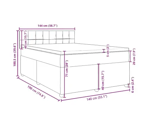 Kontinentaalvoodi Madratsiga, Kreemjas, 140X190 cm Kangas