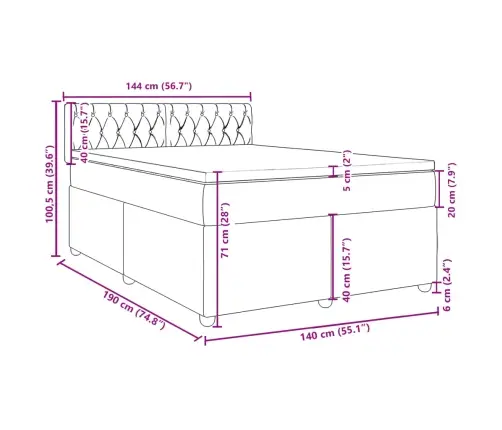 Lova Su Spyruoklėmis Ir Čiužiniu, Pilkas, 140X190cm Audinys