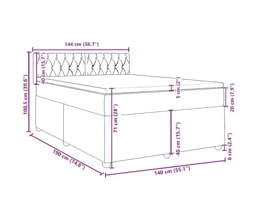 Atsperu Gulta Ar Matraci, Zils Audums, 140X190 Cm Vidaxl