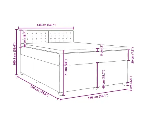 Lova Su Spyruoklėmis Ir Čiužiniu, Pilkas, 140X190cm Audinys
