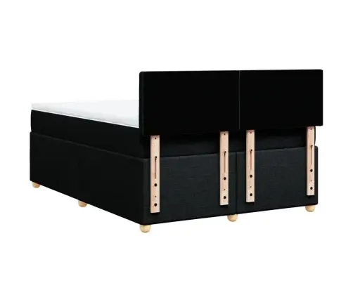 Atsperu Gulta Ar Matraci, Melna Audums, 140X190 Cm Vidaxl