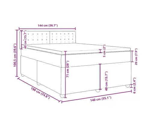 Lova Su Spyruoklėmis Ir Čiužiniu, Mėlyna, 140X190 cm Audinys