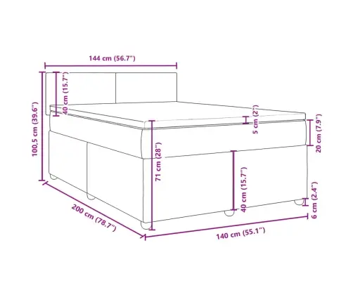 Atsperu Gulta Ar Matraci, Pelēkbrūns, 140X200 Cm, Audums Vidaxl
