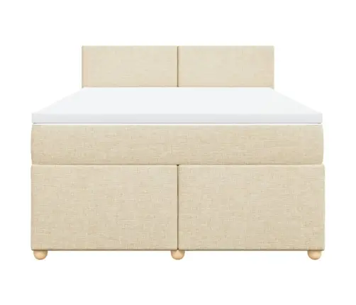 Lova Su Spyruoklėmis Ir Čiužiniu, Kreminė, 140X200 cm Audinys