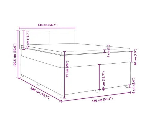 Atsperu Gulta Ar Matraci, Zils, 140X200 Cm, Audums Vidaxl