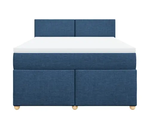 Atsperu Gulta Ar Matraci, Zils, 140X200 Cm, Audums Vidaxl