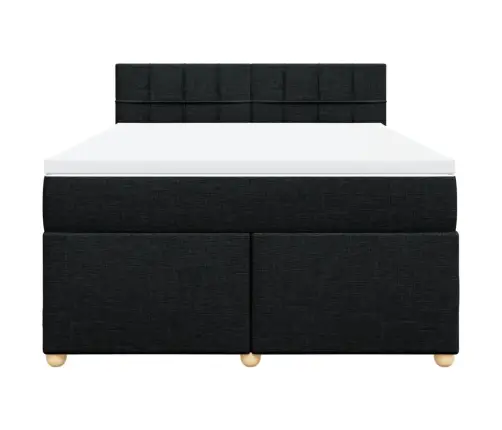 Atsperu Gulta Ar Matraci, Melna, 140X200 Cm, Audums Vidaxl