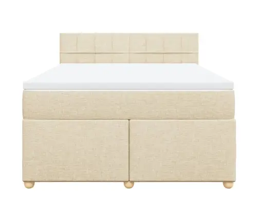 Atsperu Gulta Ar Matraci, Krēmkrāsas, 140X200 Cm, Audums Vidaxl