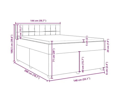 Lova Su Spyruoklėmis Ir Čiužiniu, Mėlyna, 140X200 cm Audinys