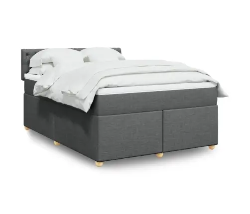 Atsperu Gulta Ar Matraci, Tumši Pelēka, 140X200 Cm, Audums Vidaxl