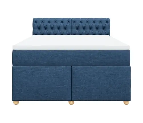 Lova Su Spyruoklėmis Ir Čiužiniu, Mėlyna, 140X200 cm Audinys