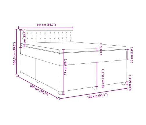 Kontinentaalvoodi Madratsiga, Tumepruun, 140X200 cm Kangas