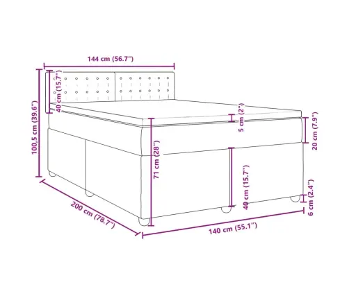 Lova Su Spyruoklėmis Ir Čiužiniu, Mėlyna, 140X200 cm Audinys