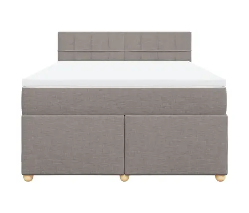 Atsperu Gulta Ar Matraci, Pelēkbrūns, 160X200 Cm, Audums Vidaxl