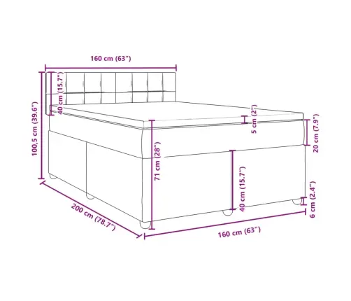 Lova Su Spyruoklėmis Ir Čiužiniu, Mėlyna, 160X200 cm Audinys