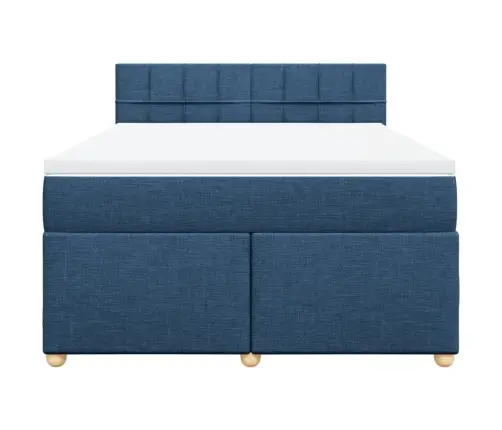 Lova Su Spyruoklėmis Ir Čiužiniu, Mėlyna, 160X200 cm Audinys