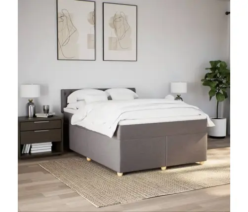 Atsperu Gulta Ar Matraci, Pelēkbrūns, 160X200 Cm, Audums Vidaxl