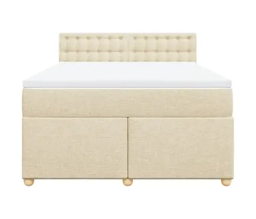 Atsperu Gulta Ar Matraci, Krēmkrāsas, 160X200 Cm, Audums Vidaxl