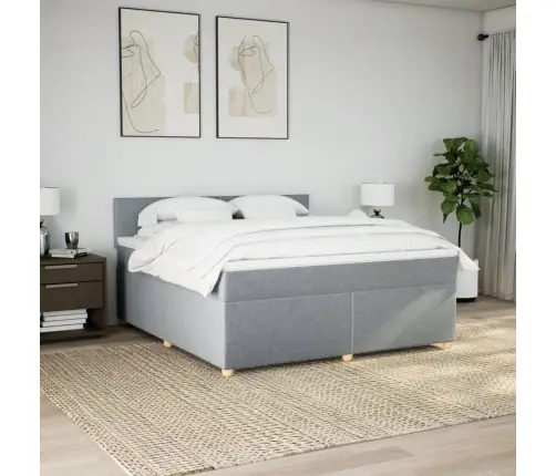 Atsperu Gulta Ar Matraci, Gaiši Pelēka Audums, 180X200 Cm Vidaxl