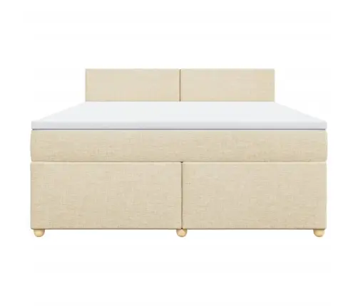 Lova Su Spyruoklėmis Ir Čiužiniu, Kreminė, 180X200 cm Audinys